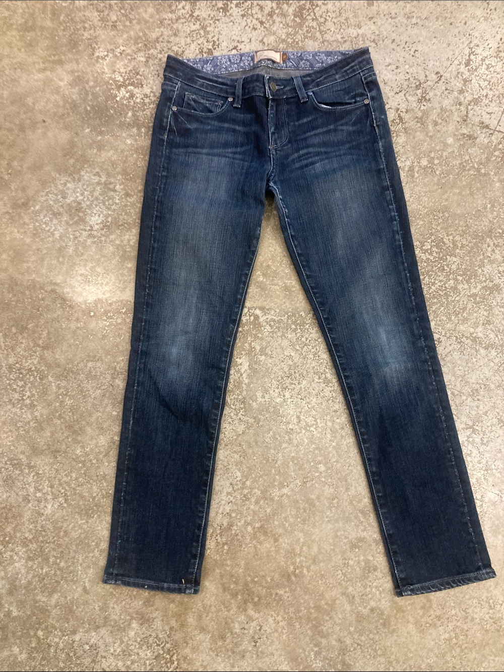 PAIGE Dark Blue Straight Leg Jeans